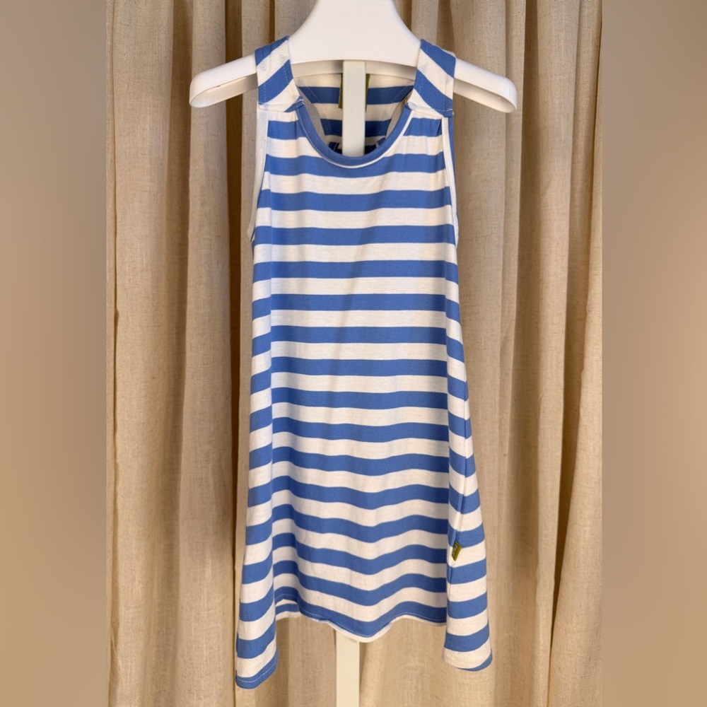 NUI ORGANICS Blue & White Ocean Stripe Racerback Tahila Tank Dress 4T NWT